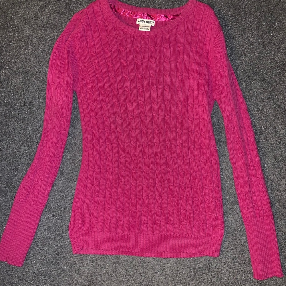 Pink cable knit sweater